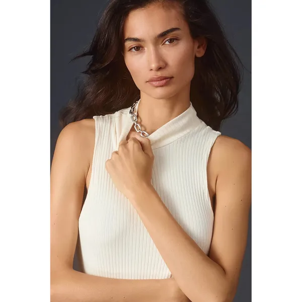 Anthropologie BEYOND YOGA Well Traveled Midi‎ Dress Solid Ivory Ribbed Medium - Image 4