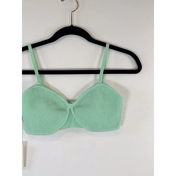 NWT Aritzia Babaton Womens Bra Green Sculpt Knit Ribbed Wireless Bralette Medium - Image 5