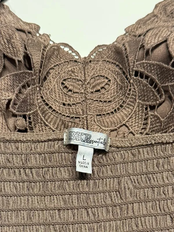 BKEssentials Floral Lace Full Coverage Bralette Deep Taupe Lined V - Image 7