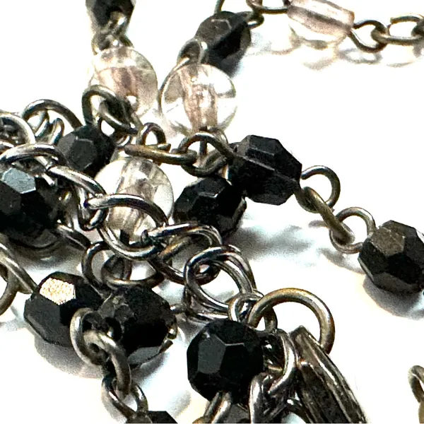 Unique Vintage Vintage Black and Silver Ornate Cross Pendant Necklace, Gothic and Punk Style - Image 4