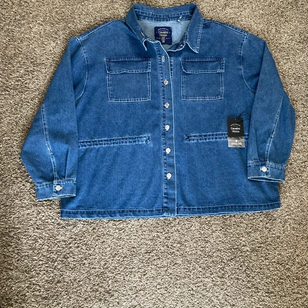 Cavalini Clothing Dark Wash Denim Shirt Jacket Shacket 3X NWT - Image 3