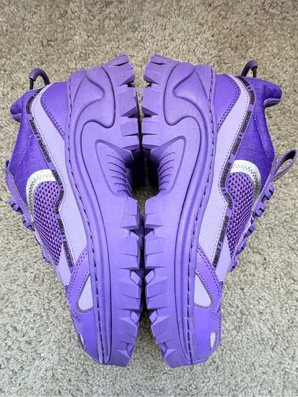 SKECHERS Women’s Purple Memory Foam Leather Low Top Lace-Up Athletic Sneakers - Image 4