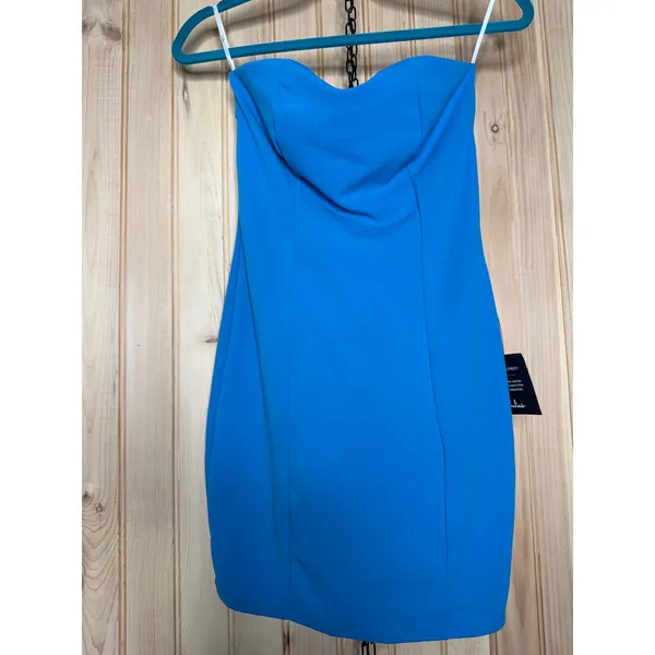 NWT Lulus Bright Aesthetic Blue Strapless Cutout Bodycon Mini Dress Party Size S - Image 2