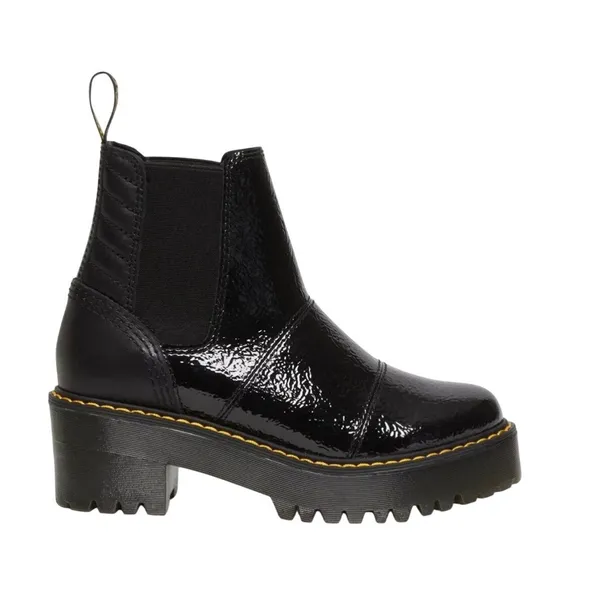 Dr.‎ Martens Rozalie Distressed Patent Heeled Chunky Chelsea Boots Black 9 - Image 2