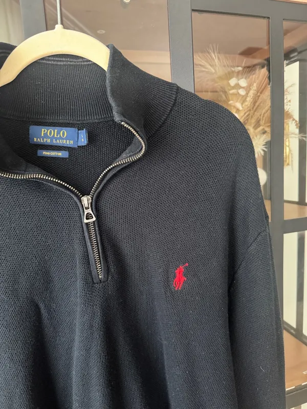 Polo Ralph Lauren 1/4 Zip sweater knit half pima cotton embroidered logo - Image 4