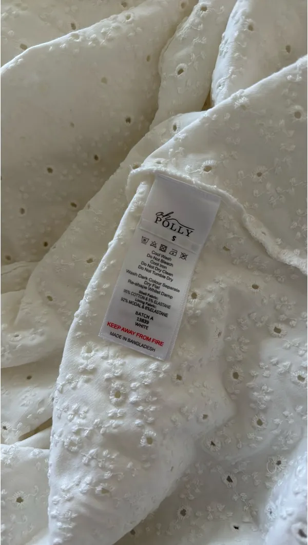Oh Polly Midi Dress White Farah Broderie Anglaise Halterneck Midaxi Dress in White - Image 7