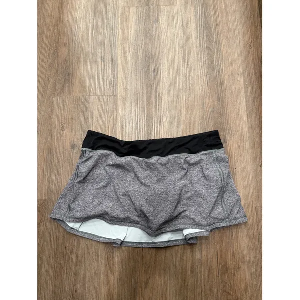 Lululemon Pace Rival Skirt Heathered Gray Black Active Skort Size 14 W8AS1S - Image 2