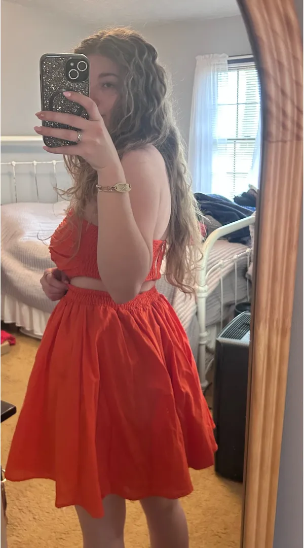 Mabel Burnt Orange Cutout Dress - Image 3