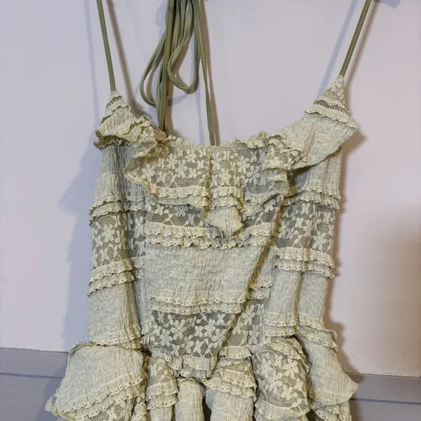 Cider Lace Ruffle Detail Asymmetric Mini Dress - Image 12