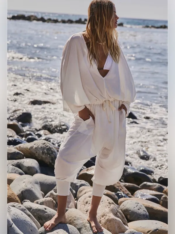 Free people elowen one piece jumpsuit NWT $78 clean ivory XS - Image 5