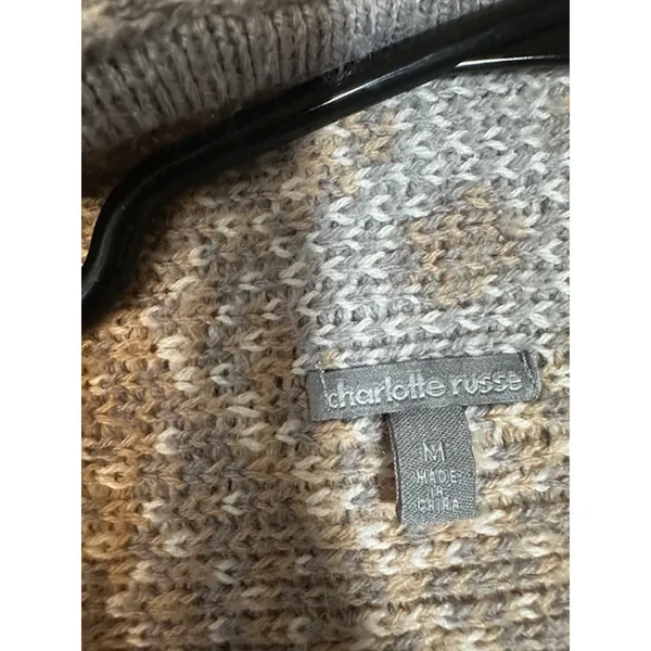Charlotte Russe Gray Multi Waterfall Open Front Cardigan Women Sz M - Image 3