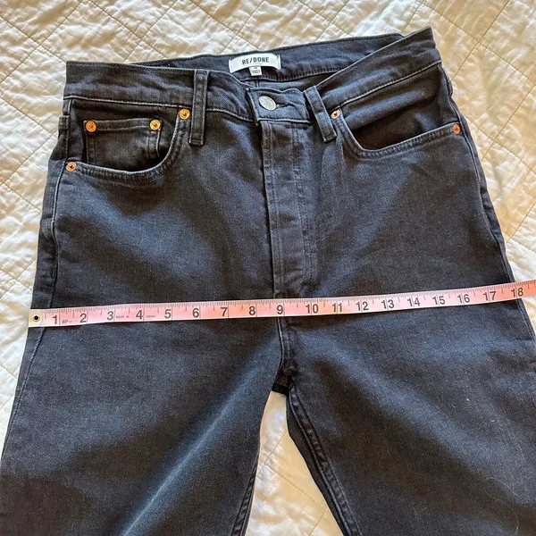 RE/DONE Redone Originals 90's High Rise Ankle Raw Hem Crop Faded Black Jeans 29 - Image 10
