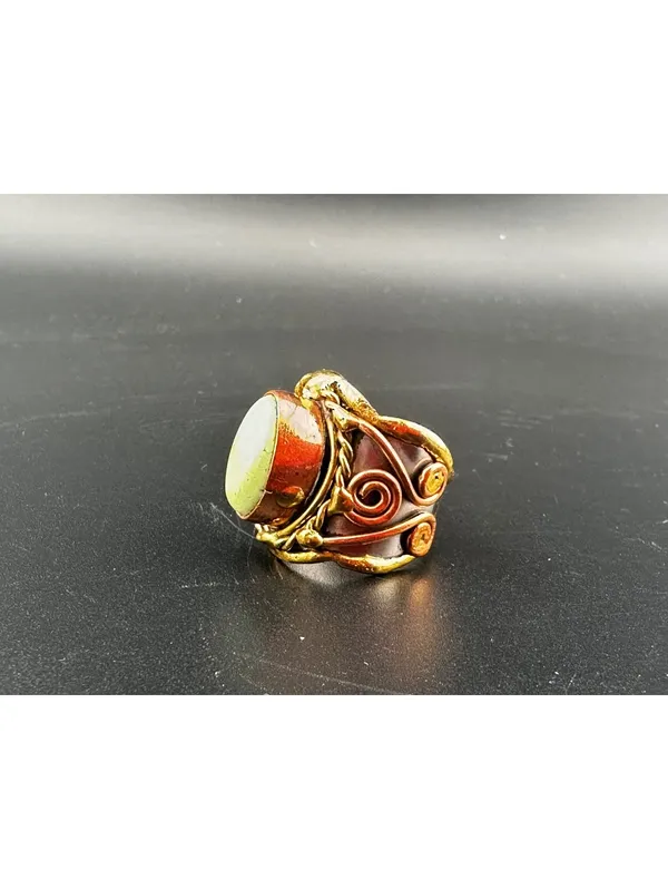 Multi Metal Ring with Natural Green Stone - Image 3