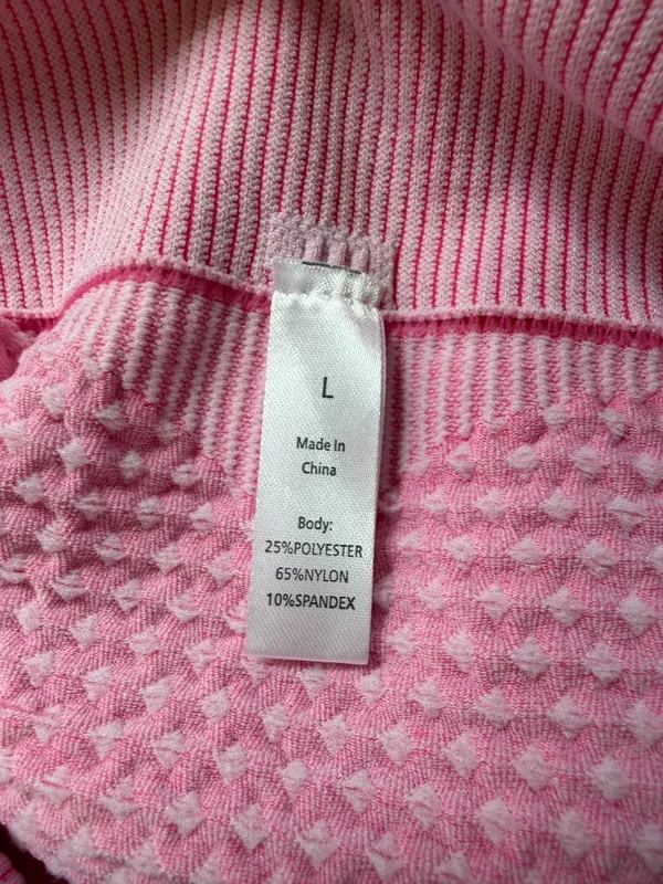 Pink Two Piece Work Out Athleisure Set Seamless Ribbed High Waist Size Large - Image 10