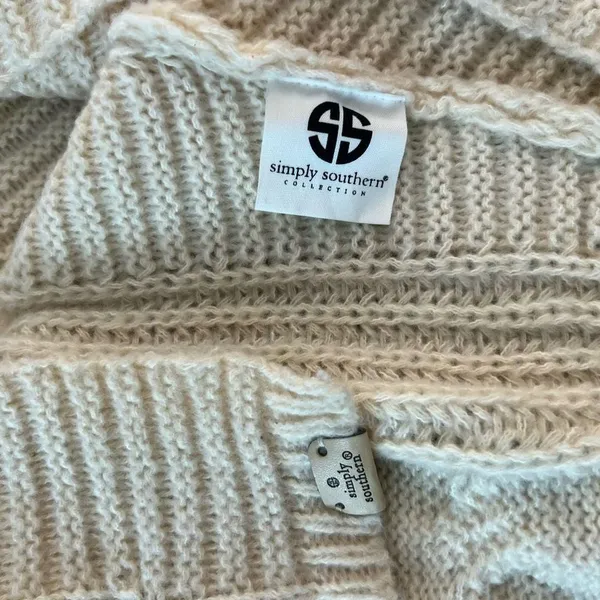 🔥🔥 5/$25 sale 🔥🔥 Simply Southern Cream Cable Knit Cardigan Size Small - Image 8