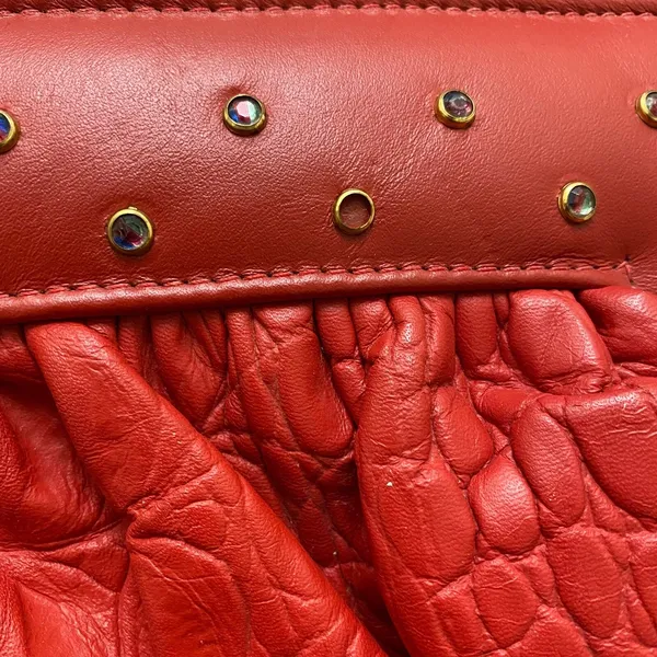 Vintage 90's Red Faux Alligator Shoulder Bag Purse Snap Puffy - Image 2