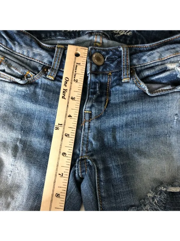 American Eagle Jeans Skinny Medium Wash Distressed Ripped Stretch 00 Short - Image 7