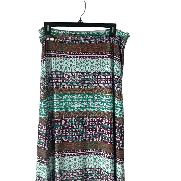 Cato Women's Size Medium Green Purple Tribal Printed Maxi Skirt‎ Coastal Cowgirl - Image 2