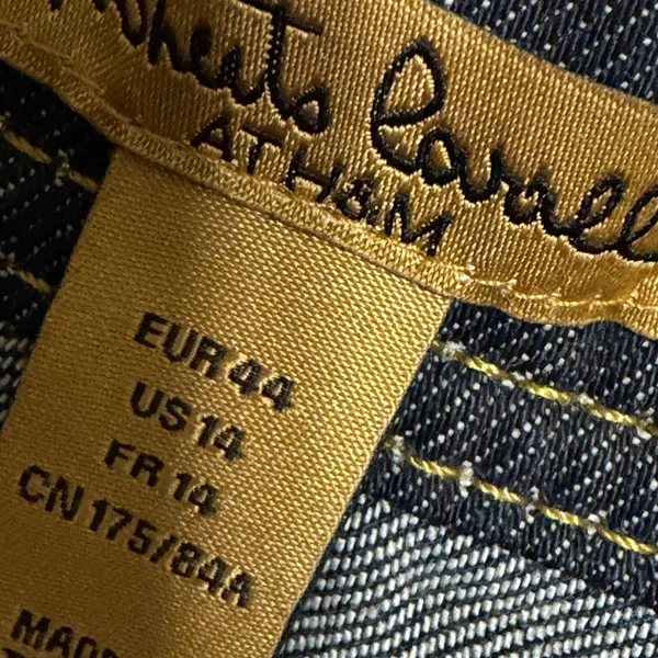 Roberto Cavalli H&M Dark Wash Bootcut Jeans Womens 14 Low Rise Gold 34x32 - Image 5