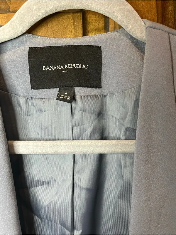 Banana Republic Dusty Blue Open Front Cascade Blazer Jacket Size 4 - Image 5