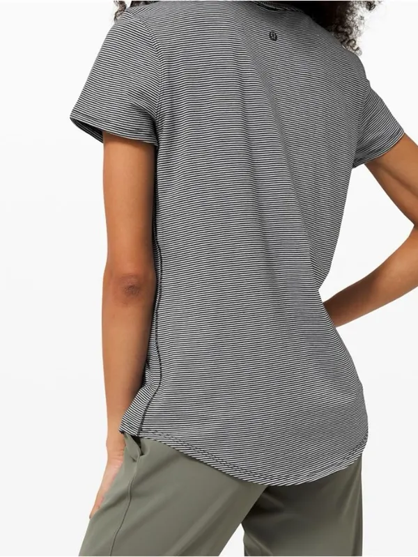 Lululemon Love Crew T-Shirt Black White Stripe Pima Cotton Size 4 - Image 2