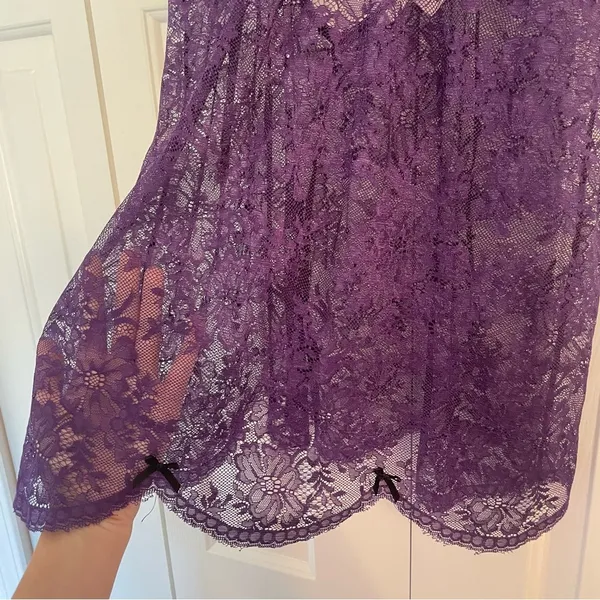 Victoria’s Secret Purple Slip Dress Allover Lace Sz Large Intimates Mini Dress - Image 5