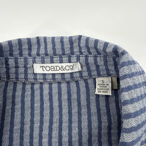 Toad&Co‎ Mixologist Tunic Shirt Womens Small Blue Striped Organic Cotton - Image 8