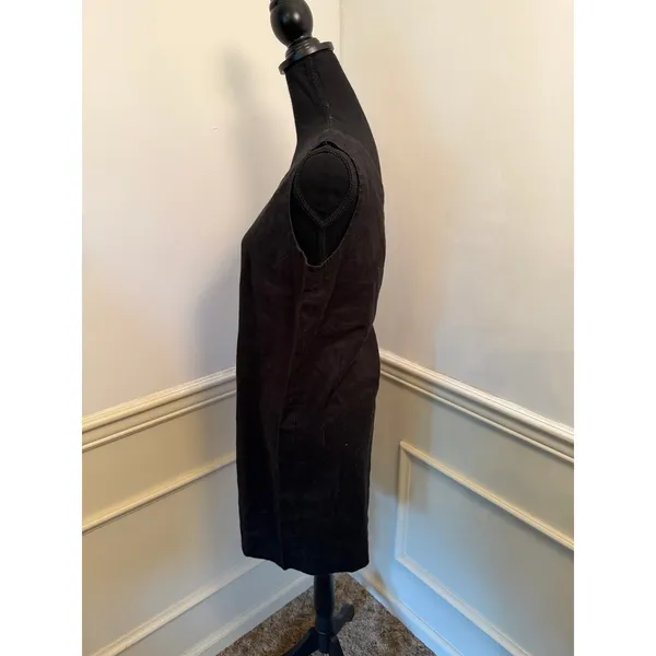 Vintage 90s AKA Eddie Bauer Black 100% Linen Sleeveless Shift Dress Minimalist - Image 3