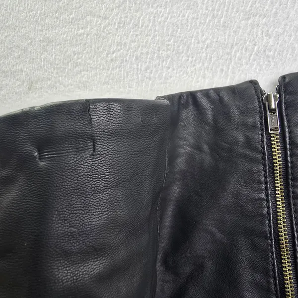 Free People Black Vegan Leather Mini Skirt Faux Leather Panel Seam Size 12‎ - Image 6