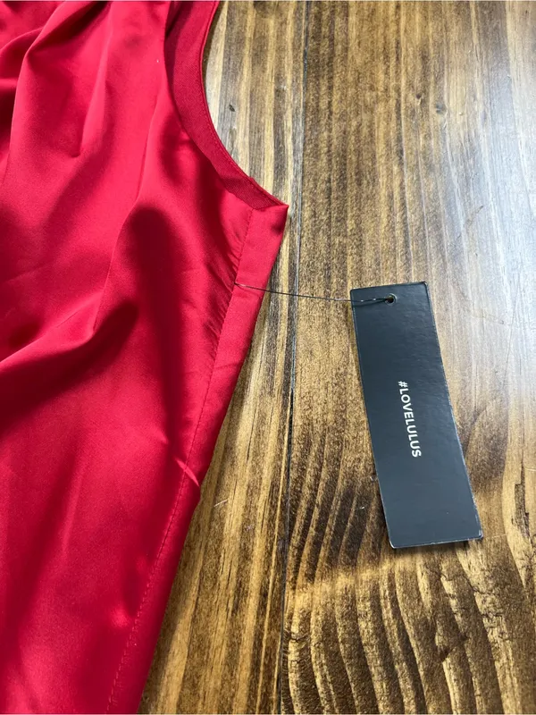 Lulus Prize Winning Red Satin Faux Wrap Bodysuit Size Small NWT - Image 8