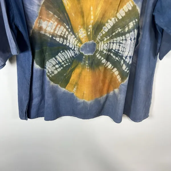 Vintage Belma New York Tie Dye Blue Yellow Top Women’s One‎ Size Boho Hippie - Image 10