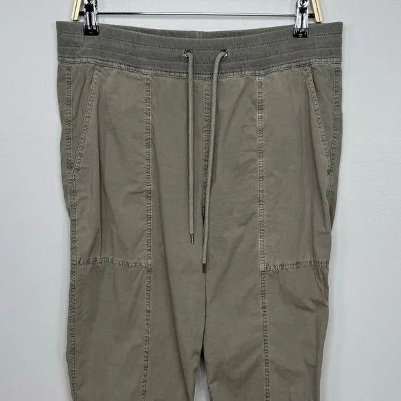 James Perse Utility Pant Large Green Cropped Drawstring Waist Casual Relaxed Fit - Image 4