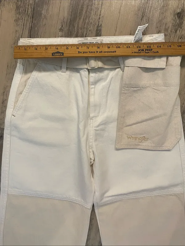 Wrangler ATG Utilitarian Wide Leg Urban Outdoors Cream Jeans Sz 4 - Image 10