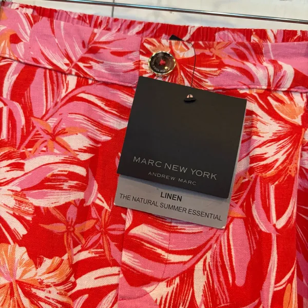 Marc New York Pink And Red Floral Linen Blend Pants Size‎ XL - Image 4
