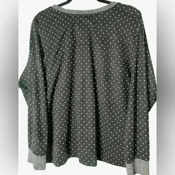 Lauren Ralph Lauren Black‎ Long Sleeved Sweater White Polka Dots Large Classic - Image 6