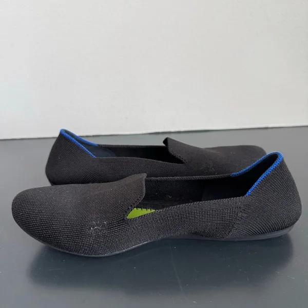 Rothy's The Flat Women’s Size 9 Ecru Textile Ballet Comfort Shoes Slip On Black - Image 3