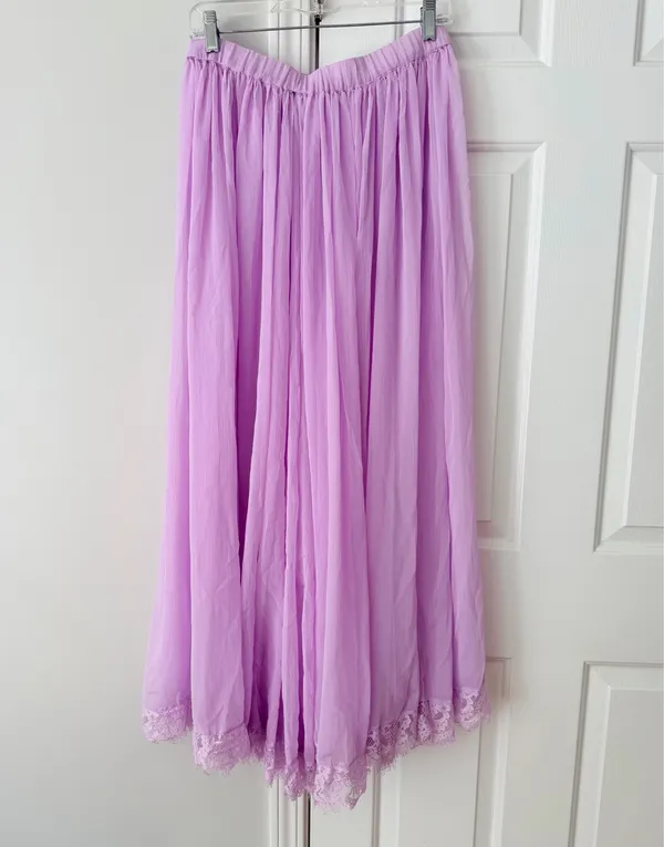 Anthropologie Sheer Volume Lace Hem Maxi Skirt, Size S/M - Image 9