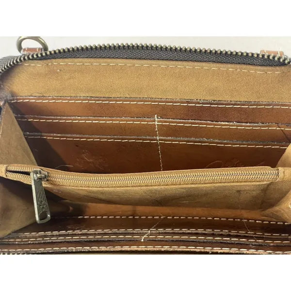 Patricia Nash Map Leather Wallet Brown Size 7x4.5 Vintage Style - Image 13