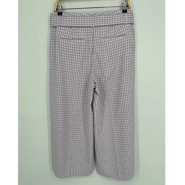 Ann Taylor Wide Leg Crop Pants Size 10 Purple Gingham Belted Preppy Career - Image 7
