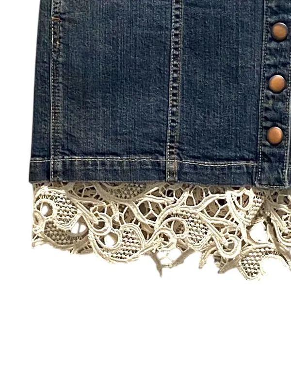 Gap Denim Skirt Blue Size 12 Y2K Lace Festival Coastal Spring Cottagecore Casual - Image 5