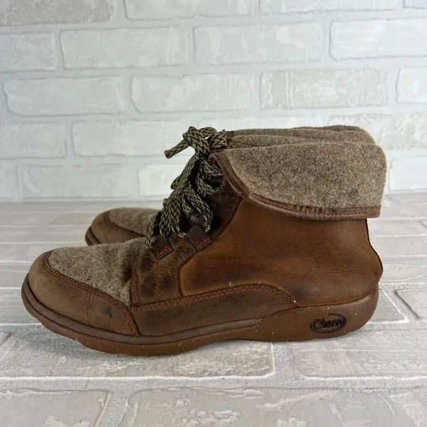 Chacos Barbary Boots Womens 9 Pinecone Hiking Outdoor Leather Wool Lace Up Bootie - Image 13