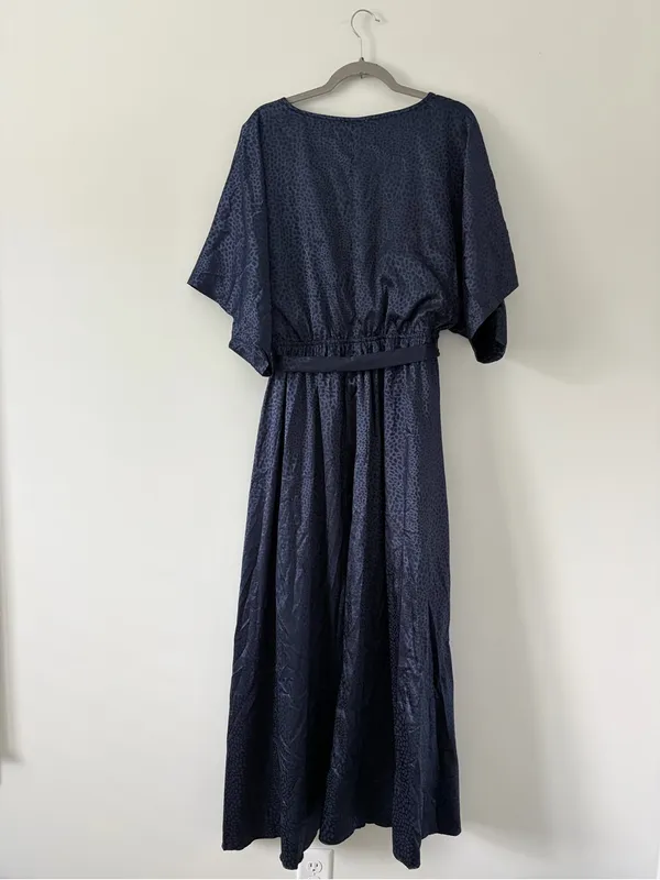 Baltic Born Savannah Print Navy Blue Kimono Animal Print Embossed Maxi Dress XXL - Image 5