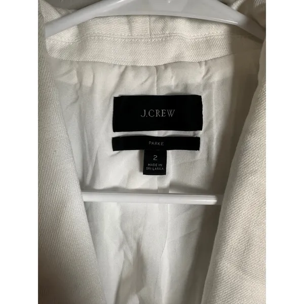 J.Crew Parke Blazer‎ White Stretch Linen Blend Classic Fit Jacket H9710 Size 2 - Image 2