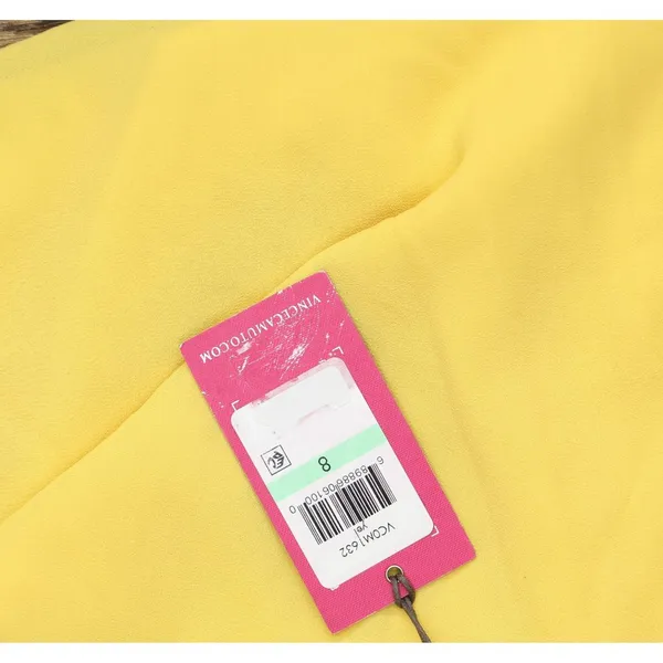 Vince Camuto Chiffon Tie Front Float Dress with Short Ruffle Sleeve Yellow 8 - Image 3