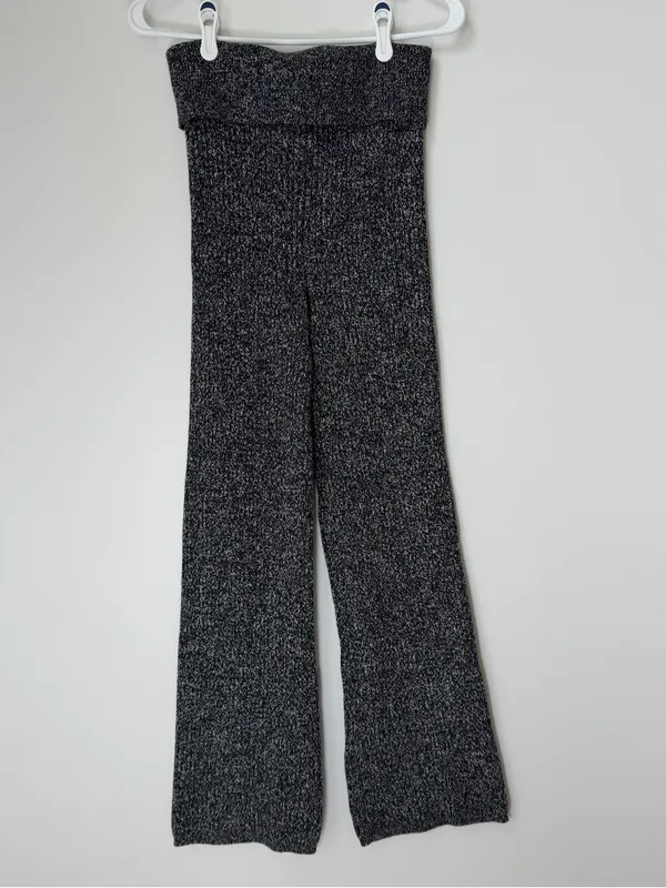 Aerie Sweater Pants Flare Gray Thick Knit Cozy Loungewear Soft & Stretchy Size S - Image 5