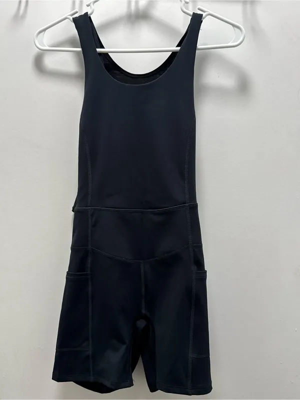 Free People Black Racerback Runner Runsie Athletic Onesie Romper XS NWOT - Image 12