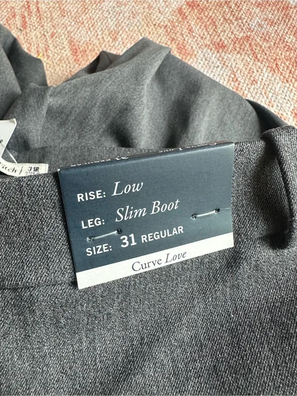 NWT Abercrombie curve love low rise stretch slim boot trouser pants dark gray 31 - Image 4
