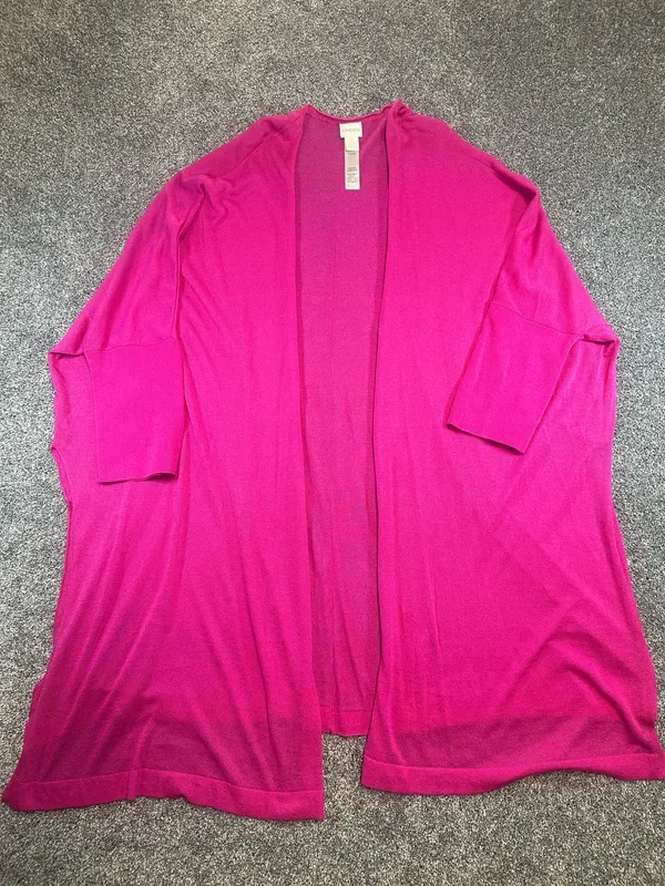 Chico's Bright Fuchsia Open-Front Women's Cardigan - Image 3