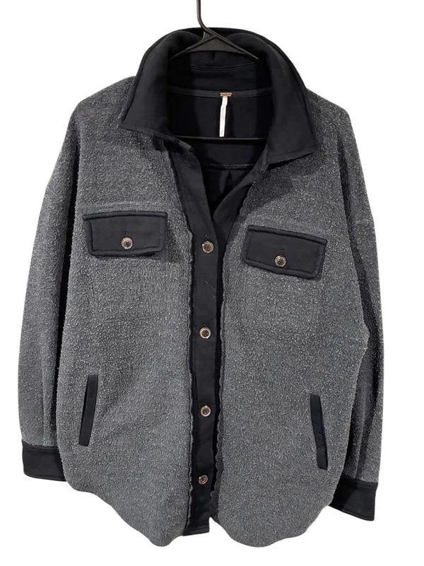 Free People Ruby Jacket Washed Black Oversize shacket‎ Jacket Size XS - Image 2