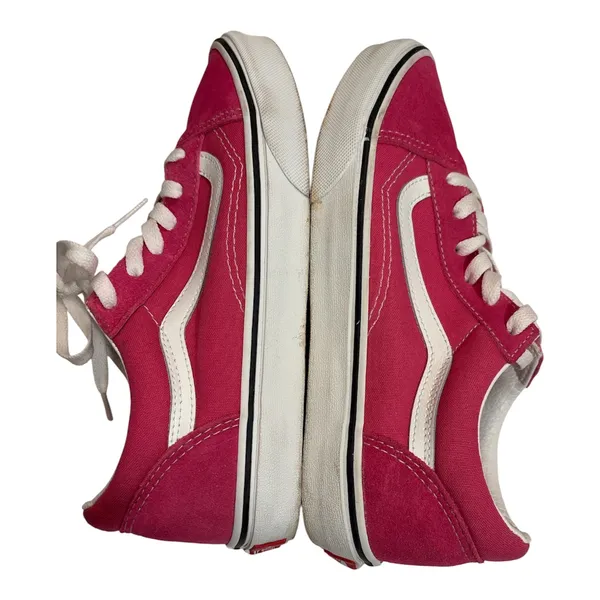 Vans Women's Fuchsia Pink Canvas Low-Top Sneakers with White Side Stripe - Image 3